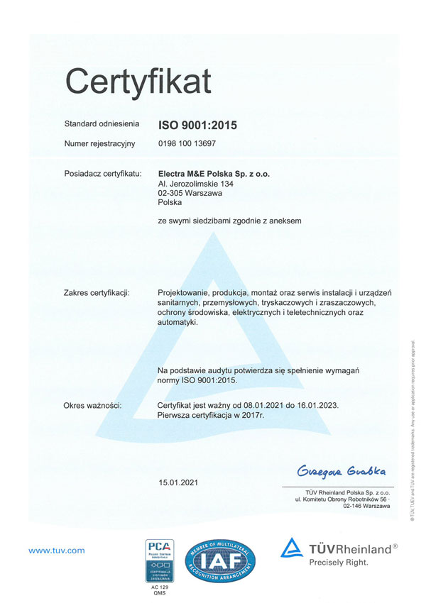 Certyfikat 9001 pl