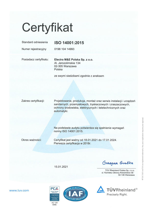 Certyfikat 14001 pl